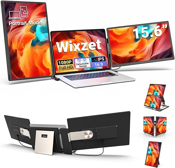 15.6" Laptop Screen Extender, Detachable Portable Monitor for Work & Travel