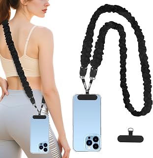 Cell Phone Lanyards Phone Strap Crossbody Compatible with Most Smart Phones for the lanyard for phone Badge and Keys (Black 50 inch)
