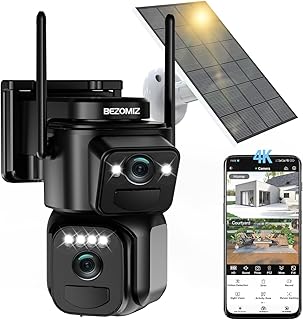 4K Wireless Dual Lens WiFi Surveillance Camera, 2.4/5GHz Outdoor Camera with Solar Panel, 355° PTZ, Night Vision, Two-Way …