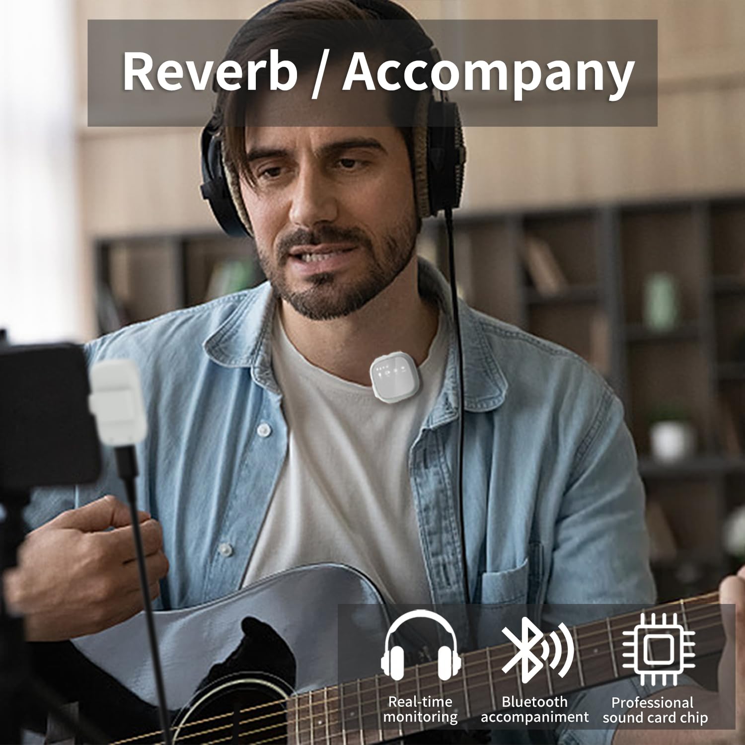 Micrófono Lavalier inalámbrico Lavalier para iPhone, diseño de mini micrófono con clip para transmisión en vivo, grabación de video, podcast, vlog, canto, equipo de Youtuber para cámara DSLR con