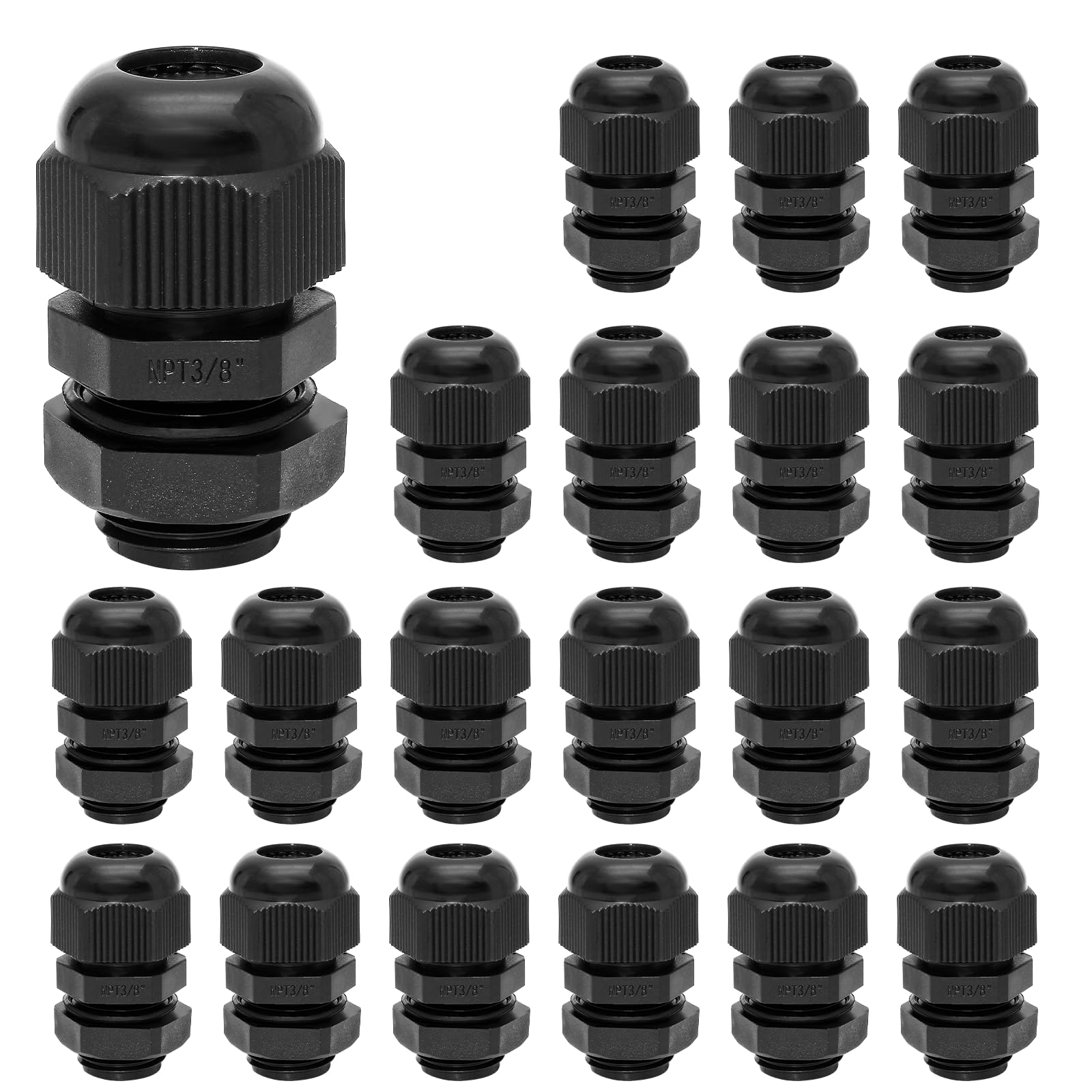 Nylon Cable Glands - 20 Pack, Black -1