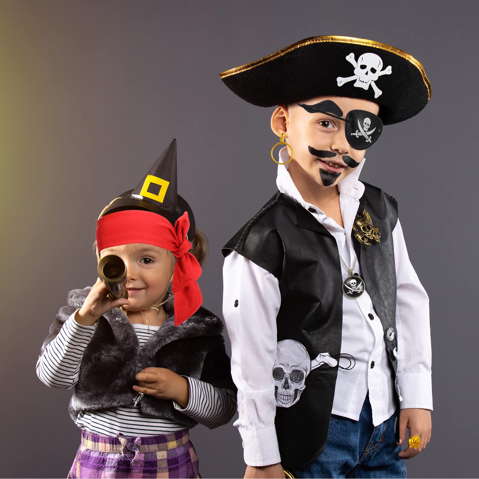 FRIUSATE Set Da Pirata 11 Pezzi Per Donna – Sciarpa, Orecchini, Collana, Sciabole Gonfiabili Per Halloween - 3