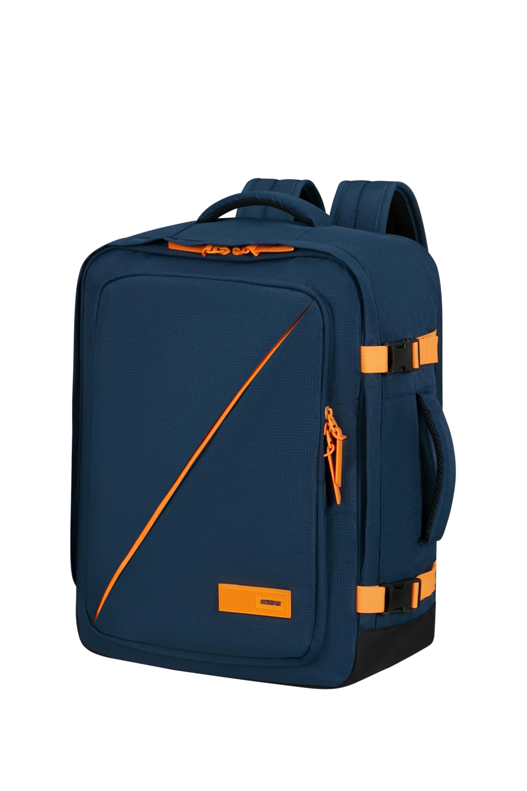 American Tourister Take2Cabin - EasyJet Bolsa de Cabina 36 x 20 x 45 cm, 38 l, 0,70 kg, Equipaje de Mano, Mochila de Avión M Bajo Asiento, Blau/Orange (Dark Navy/Radiant Orange)