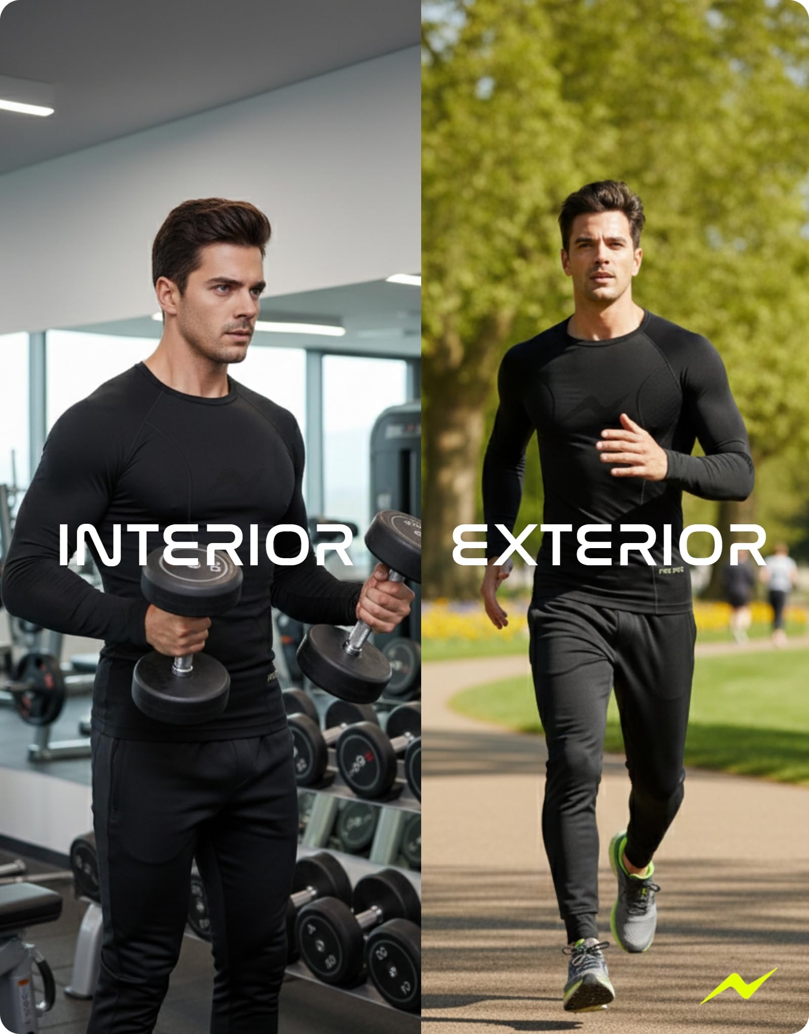 PRS Camiseta Térmica Hombre Manga Larga - Ropa de Hombre - Camiseta Running Transpirable - Camiseta Cuello Redondo Sin Costuras Secado Rápido (Negro, S/M)