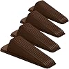 4 Pack Premium Rubber Door Stoppers Wedge, Door Stops for Carpet Heavy Duty Door, for Bottom of Door on Tile, Concrete, Carpet, Wooden Floor Brown