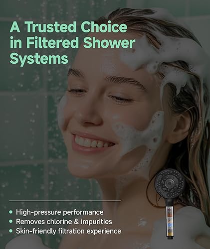 Miniatura 8 de SunCleanse Cabezal de ducha filtrado con mano, cabezal de ducha desmontable de 9 ajustes de pulverización con filtros, cabezal de ducha para agua