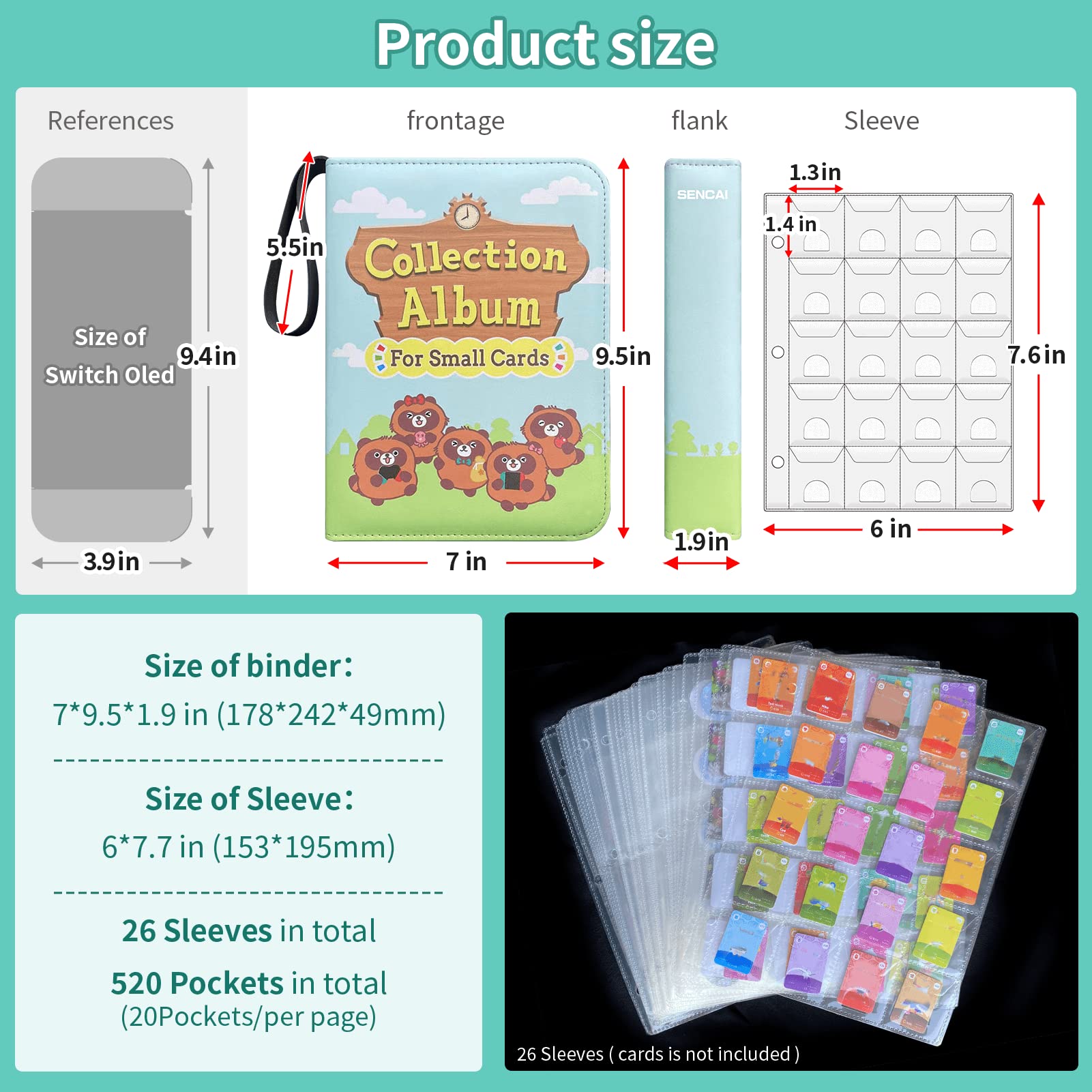 Amazon.com: SENCAI 520 Game Mini Cards Binder Holder For Amiibo Animal  Crossing Splatoon Zelda Nintendo Switch Cards NFC small Tags Cute Organizer  Leather zipper Storage Book, Characters Equipment Coins Collector :  Productos