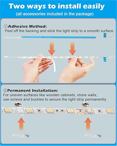 Miniatura 9 de Iluminación para debajo del gabinete, (8) tiras de luz LED flexibles de 12 pulgadas, 20 W, 2000 lm, luz blanca diurna, luces LED duraderas para