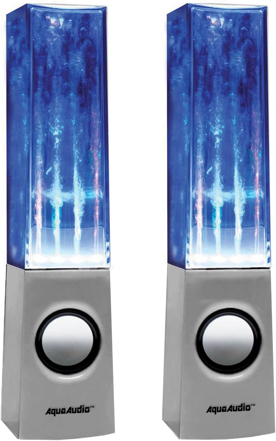 AquaAudio8482; Water Dancing Speakers - LED Light Watershow with Water Jets/Universal Stereo Speakers for Desktop PC Computers, Mac, Laptops, Smartphones, iPod, iPad, Tablets, Etc. (White)