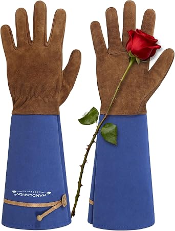 Long Gardening Gloves for Women Men - Leather Rose Pruning Gloves Thorn Proof