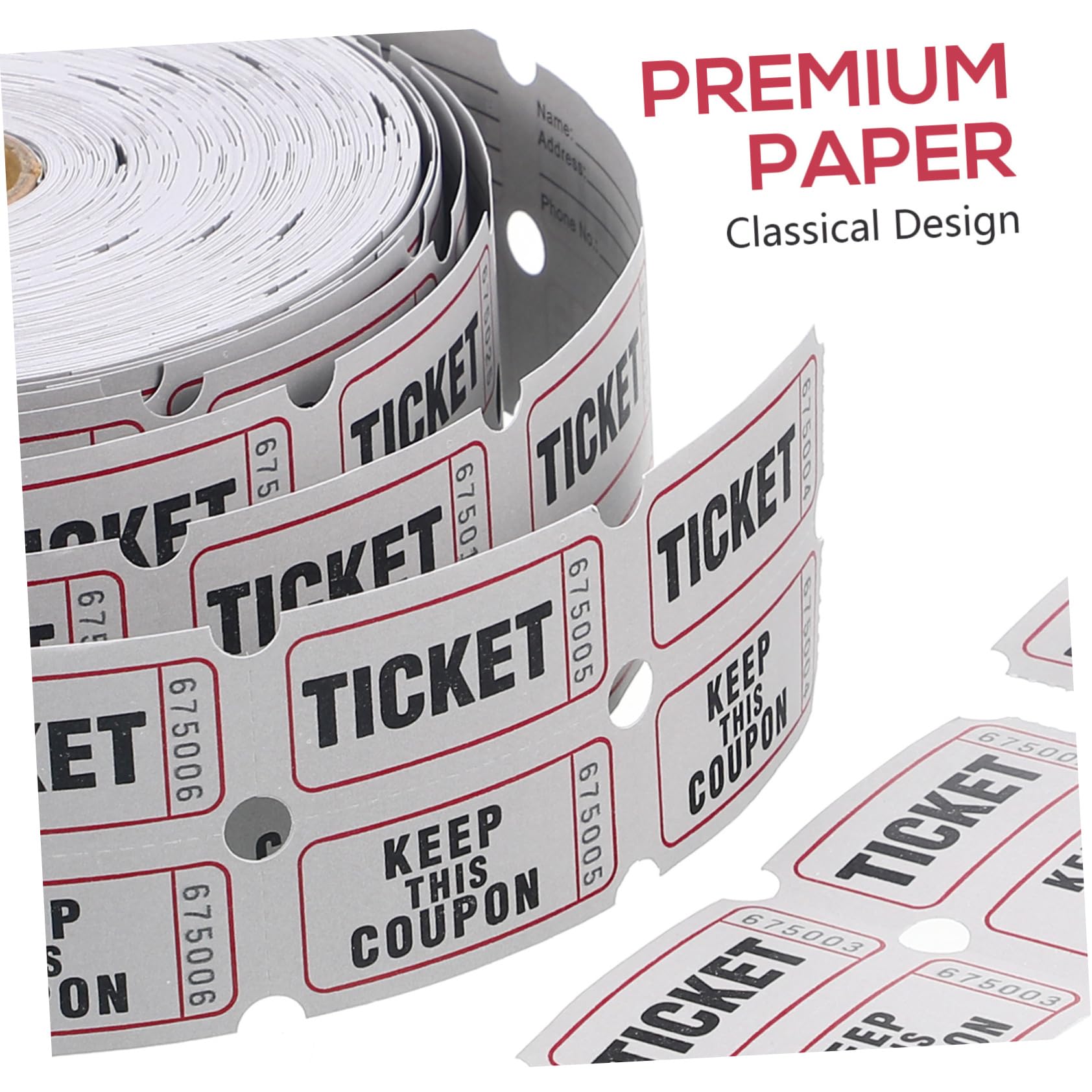 Rollo de Boletos de Rifa de Papel Recubierto, Clásico, Perforado