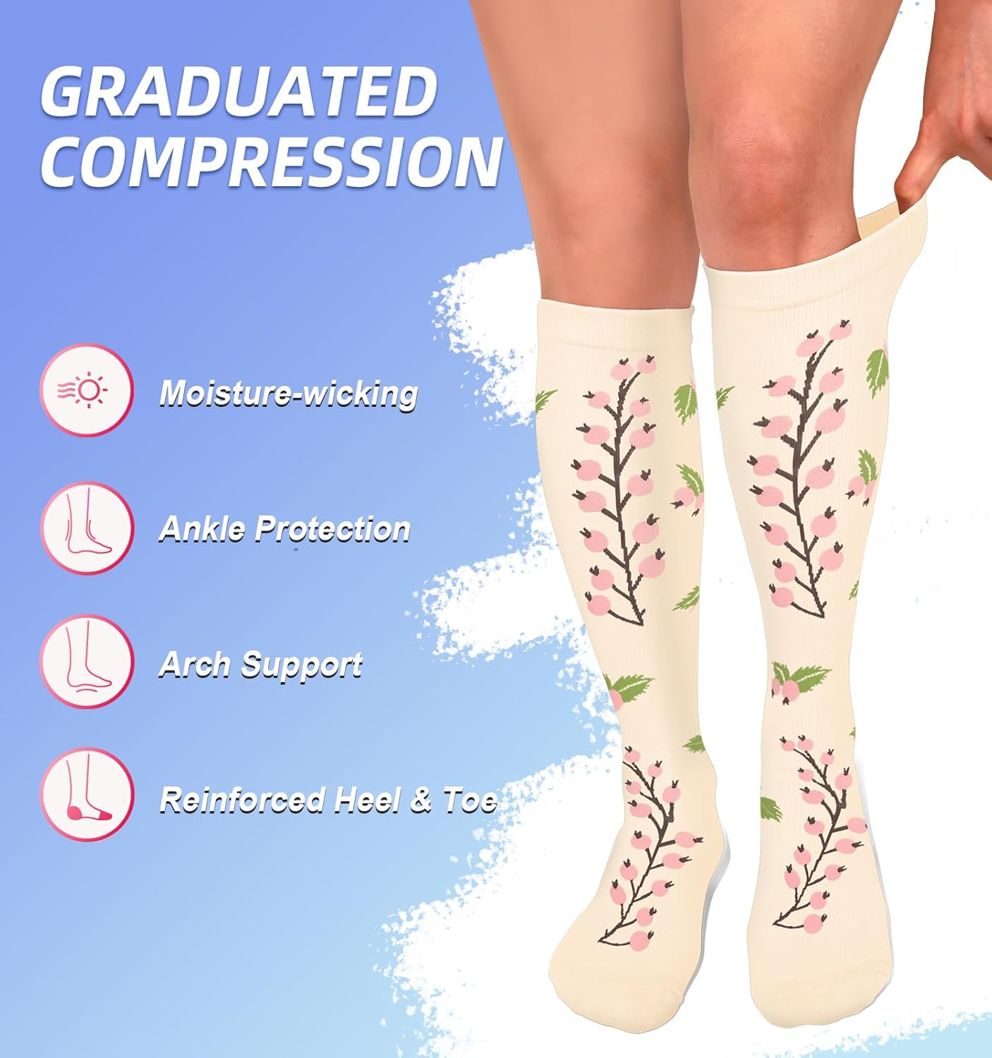 Compression Socks for Women & Men Circulation (4 Pairs) 15-20 mmHg is Best Support for Nurses Running Hiking Travel - Image 5
