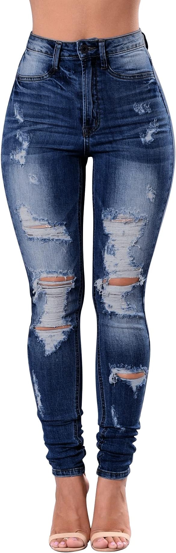 Women's High Waisted Jeans for Women Ripped Skinny Stretch Jeans Distressed Butt Lifting Denim Pants
