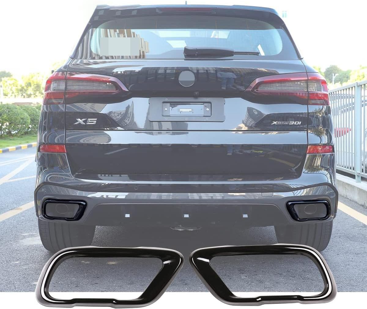 YIWANG Stainless Steel Exterior Accessories Exhaust Muffler Tail Pipe Trim Cover 2pcs For BMW X5 G05 X7 G07 2019-2021 M Sport Version