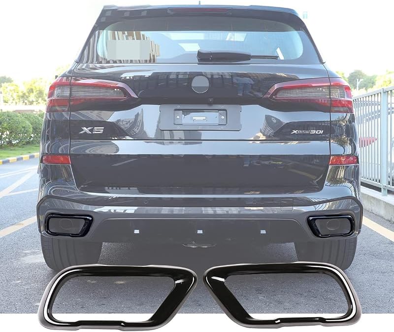 Moldura de ponteira do escapamento em aço inoxidável YIWANG para BMW X5 G05 e X7 G07 M Sport 2019–2021 – 2 unidades