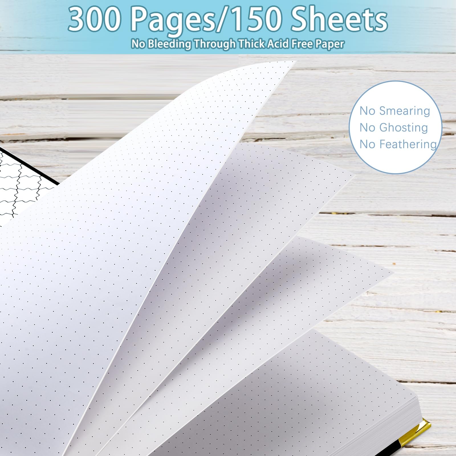 Amanple Spiral Notebook, Dotted Journal Notebook, 8.5" x 11", 300 Page Hardcover Large Dot Grid Notebook Journal for Bullet, Thick Paper Fights Ink Bleed, A4 Leather Journal for Women Men, Black