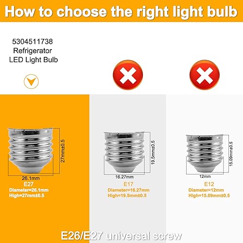 Miniatura 5 de 5304511738 Bombilla LED para refrigerador de 3.5 W para Cro-sley Frigi-daire - Sustituye a KEID34L KEL3418L 458444, AP6278388, PS12364857 Bombilla