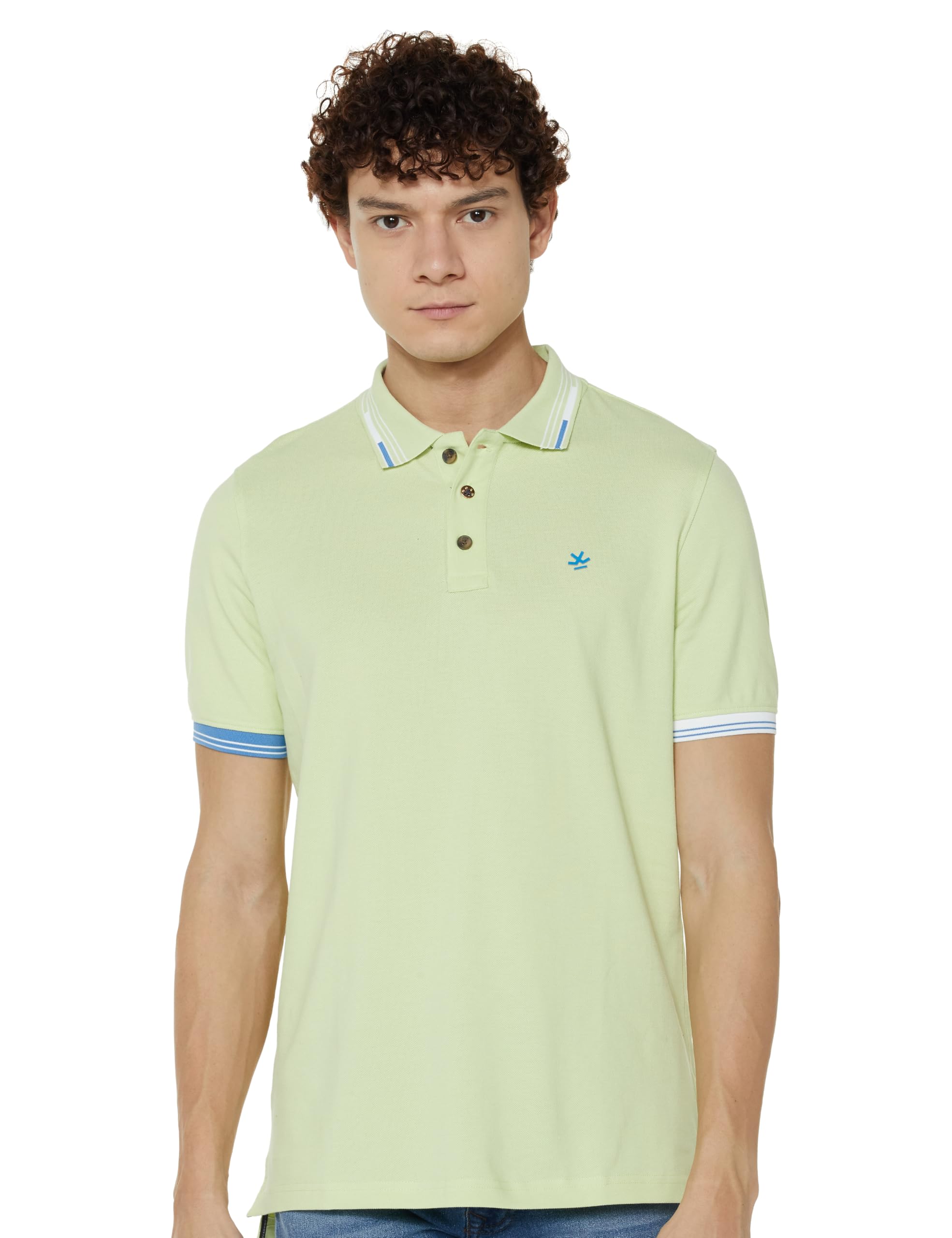 Men's 100% Cotton Polo T-Shirt | Jacquard Tipping Detail | Slim Fit-image-40
