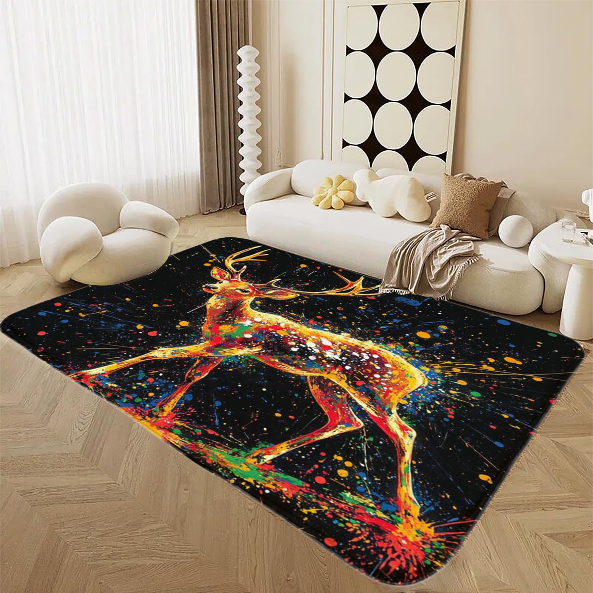 Alfombra de alce moderna para sala de estar en franela suave y duradera