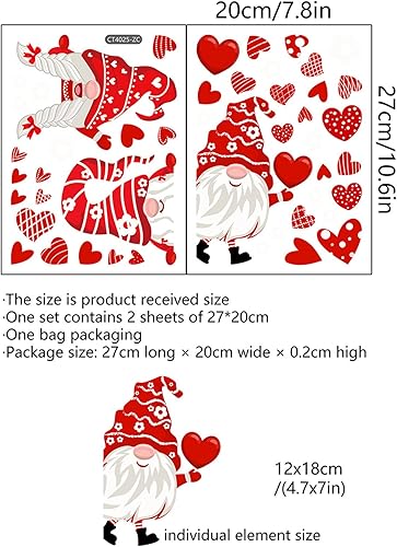Miniatura 7 de Adhesivos para ventana de gnomo de corazón para el día de San Valentín decoración del día de San Valentín calcomanía de pared de corazón de gnomo
