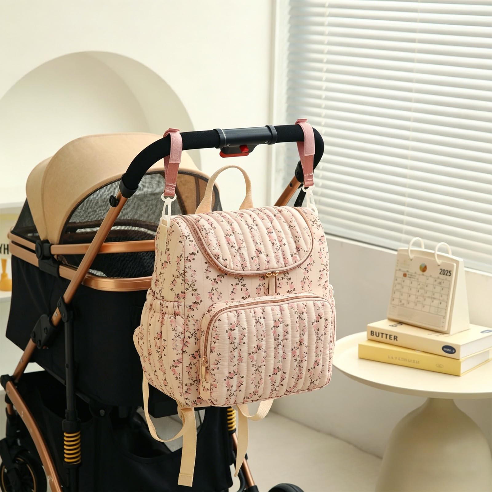 Zaino per Borsa per Pannolini con Ampie Tasche Termiche per Bottiglie e Borsa per Pannolini per Passeggino dal Design Adatto ai Viaggi