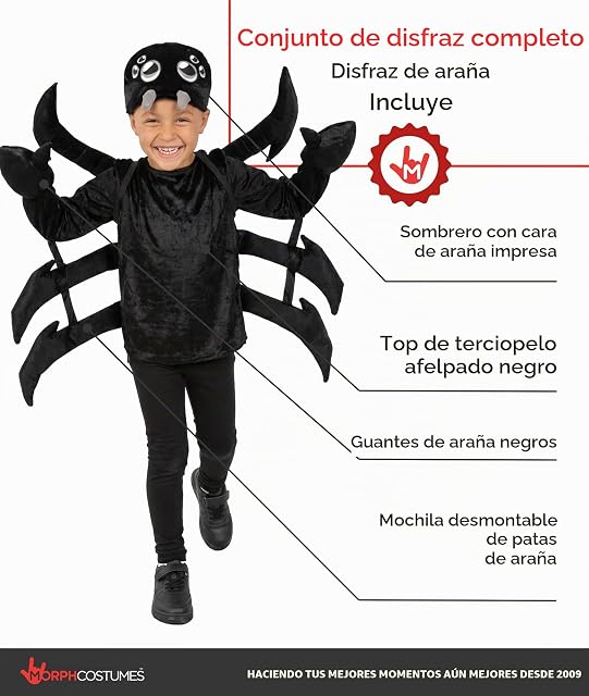 Foto 2 de 7 de Morph Disfraz Araña Niño, Disfraz Araña Halloween Niño, 3-4 años