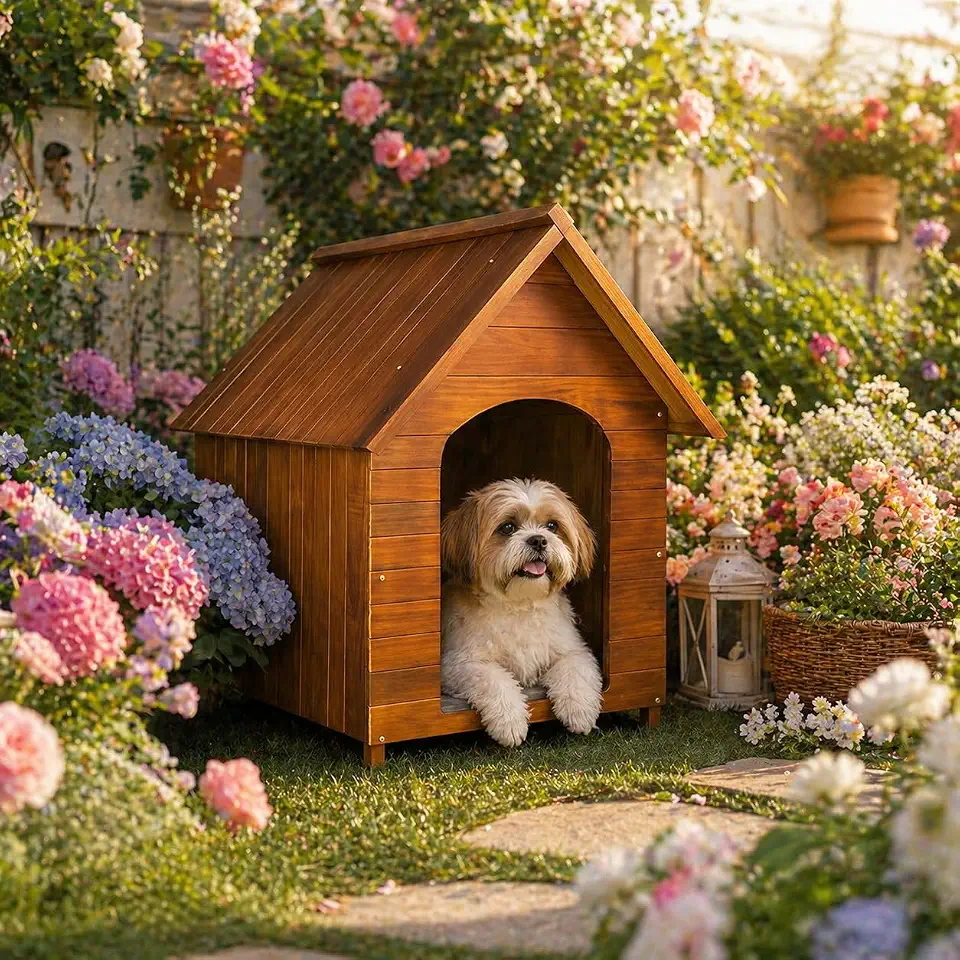 Casa Casinha de Cachorro em Madeira Pintada Pequena N2 - Design Eco-Friendly, Ideal para Externo, Até 40kg