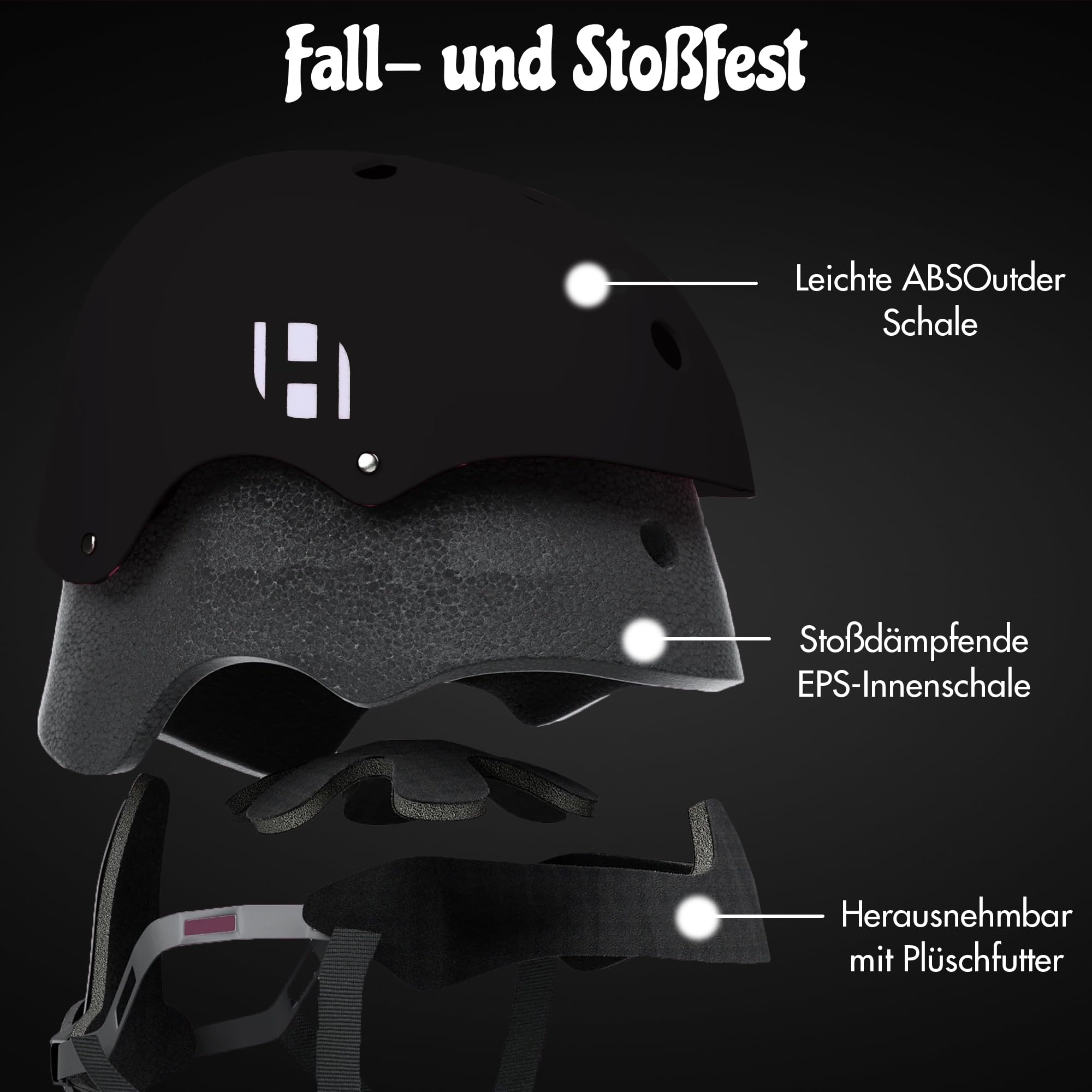 Habib Verstellbarer Kinderfahrradhelm & 6-teiliges Schützer-Set - Ventiliert, Knie-, Ellbogen-, Handgelenkschützer, 8-13 Jahre, Mädchen & Jungen, Fahrrad, Roller, Klettern, Skateboard