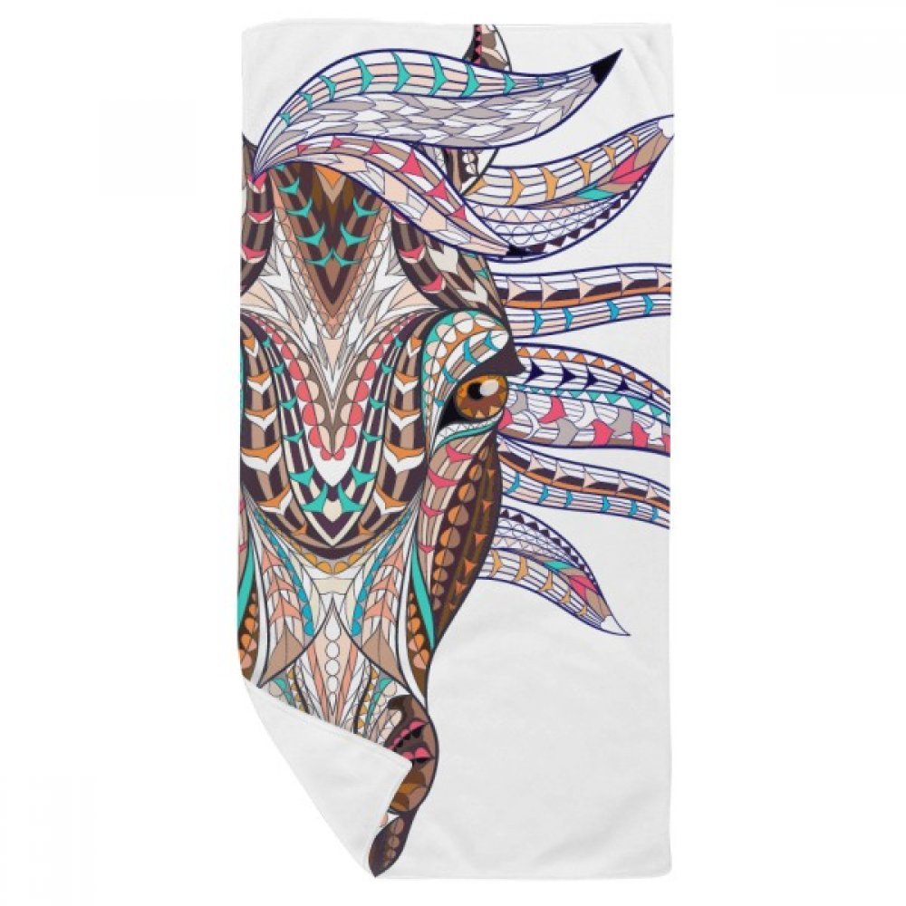 Serviette de bain douce anti-irritation motif cheval coloré pour peaux sensibles