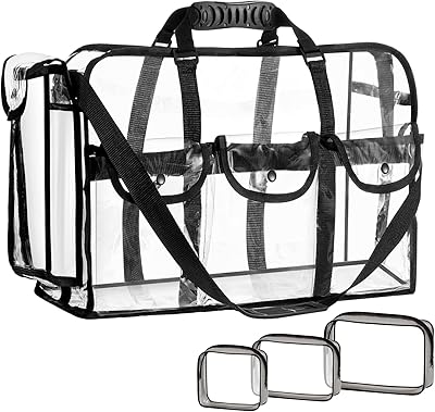 Sanwuta 4 Psc Cosmetic Bag Transparent Makeup Organizer Bag Mini Portable Clear Waterproof Travel Makeup Bag Zippered Carr...