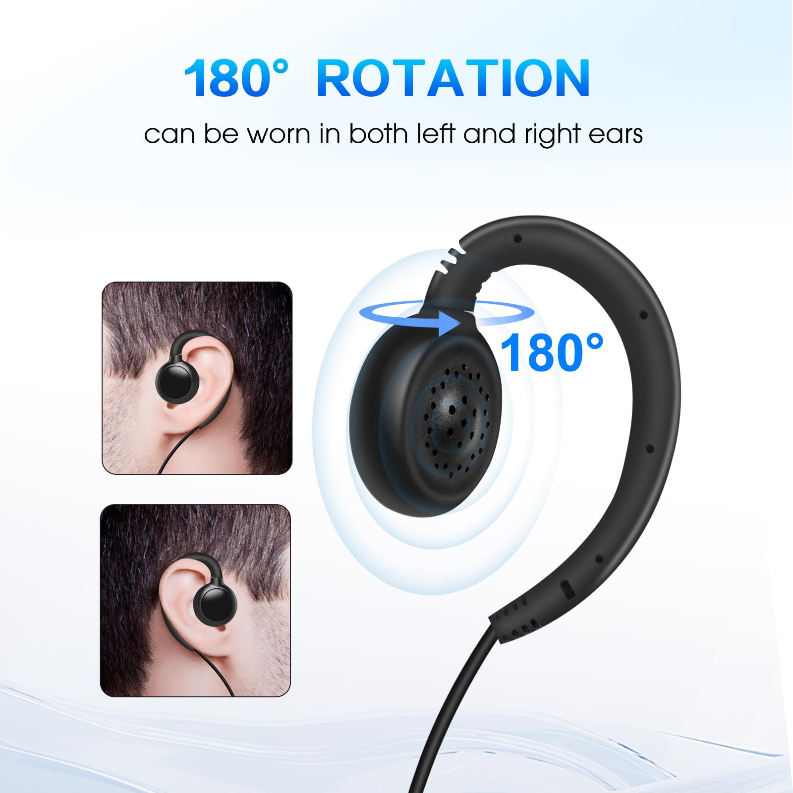 Auricolare radio bidirezionale con microfono per radio Motorola APX e XPR, auricolare a filo singolo a forma di C con altoparlante girevole e PTT, compatibile con APX 4000 6000 8000, XPR 6550
