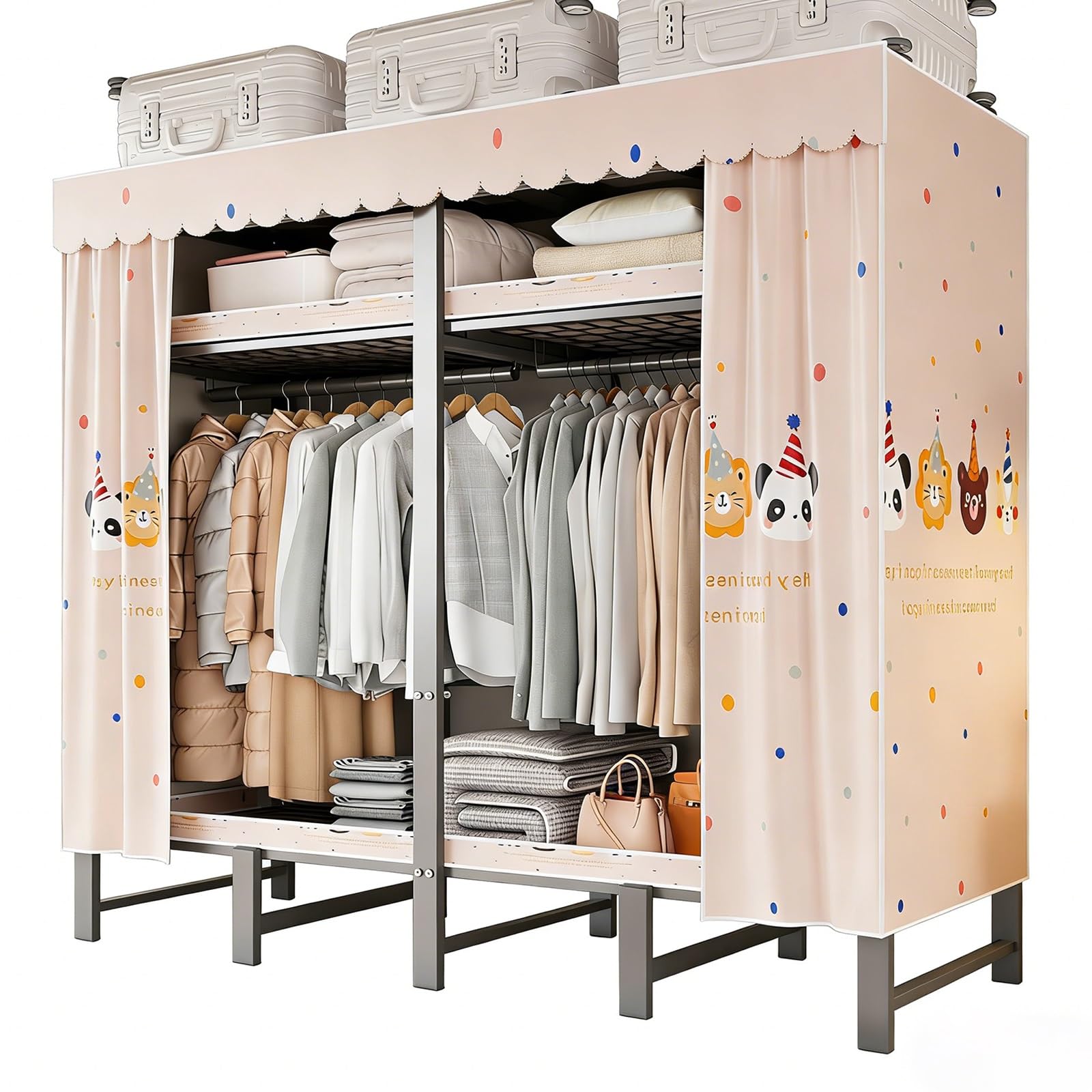 Armario resistente de metal con funda organizador plegable para ropa