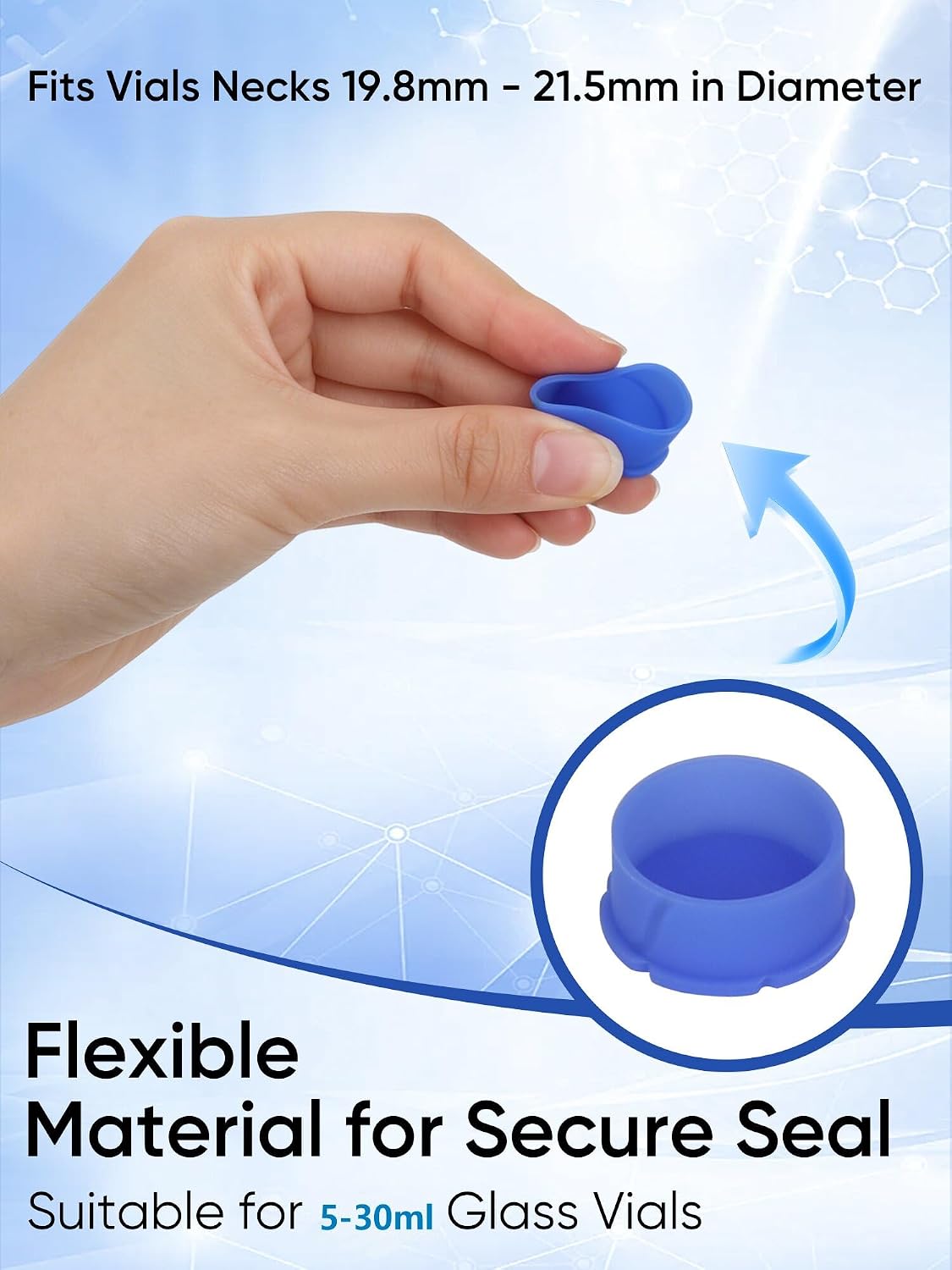 5ml Glass Vial Caps, Peptide Vial Caps, Reusable Vial Cap Covers Peptide & Insulin, Silicone Protective Caps for 5ml / 10ml Glass Vials (20 Pcs / 10Colors)