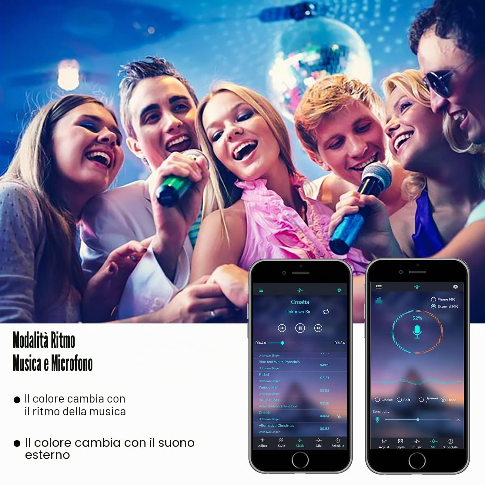 Faretto LED RGB 50W, 2 Pezzi Faro Led Rgb Esterno IP66 Impermeabile Proiettori Led rgb, Faretti Rgb con Controllo APP Bluetooth e Timer Luce d'Atmosfera RVB per Feste Natale Halloween
