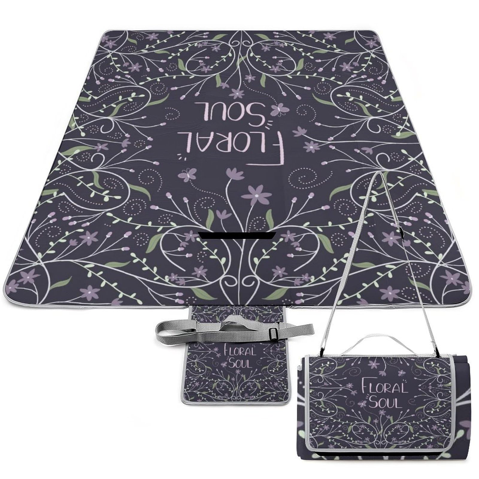 3D Impression L'âme De fleurse Couverture Pique Nique Tapis Pique Nique Nappe Picnic Couverture De Pique-Nique pour Le Voyage, Le Camping, Les Vacances, Etc 148x148cm