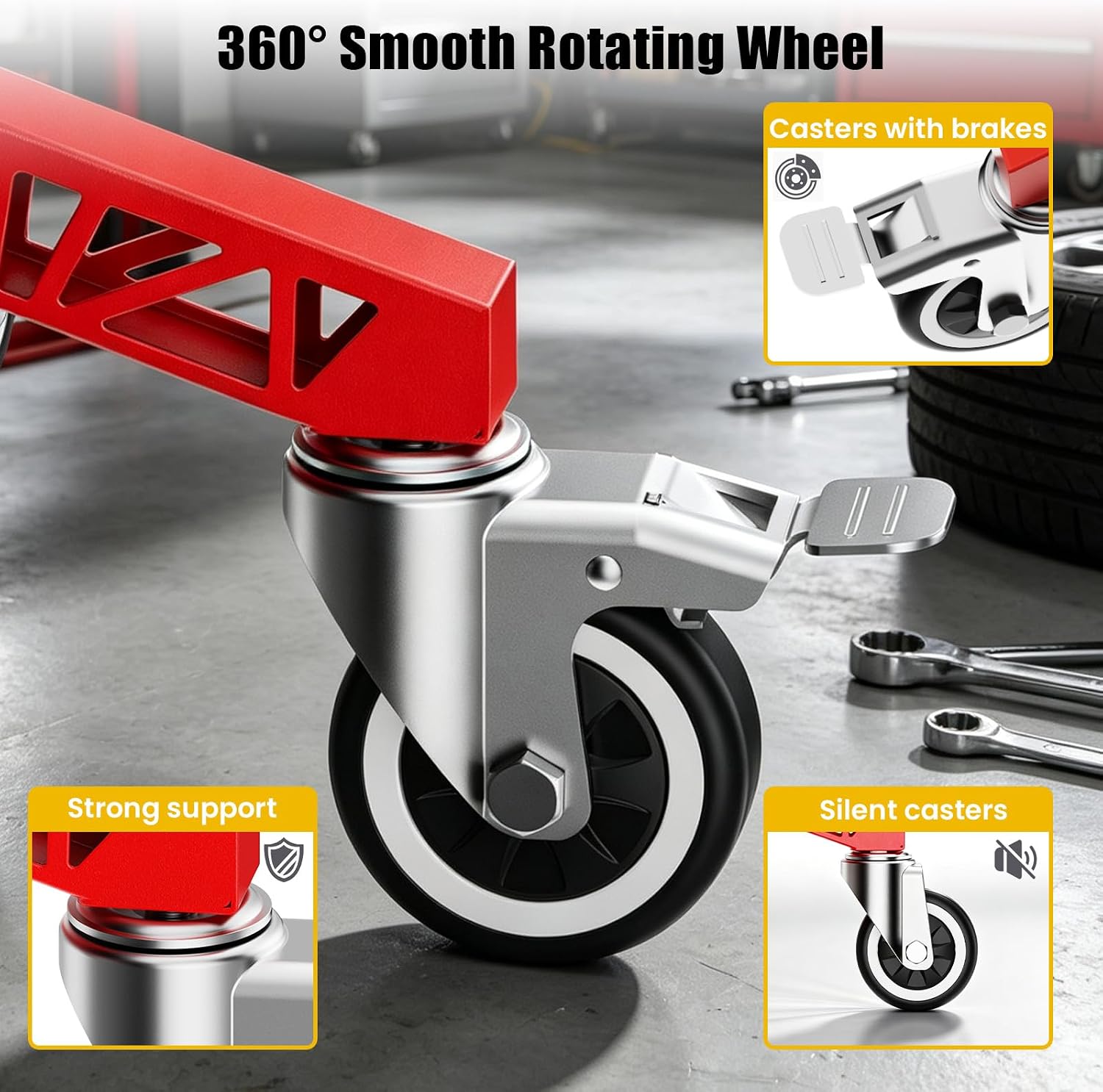 Rolling Shop Stool with Wheels ,400 LBS Capacity ,Mechanic Chair for Garage