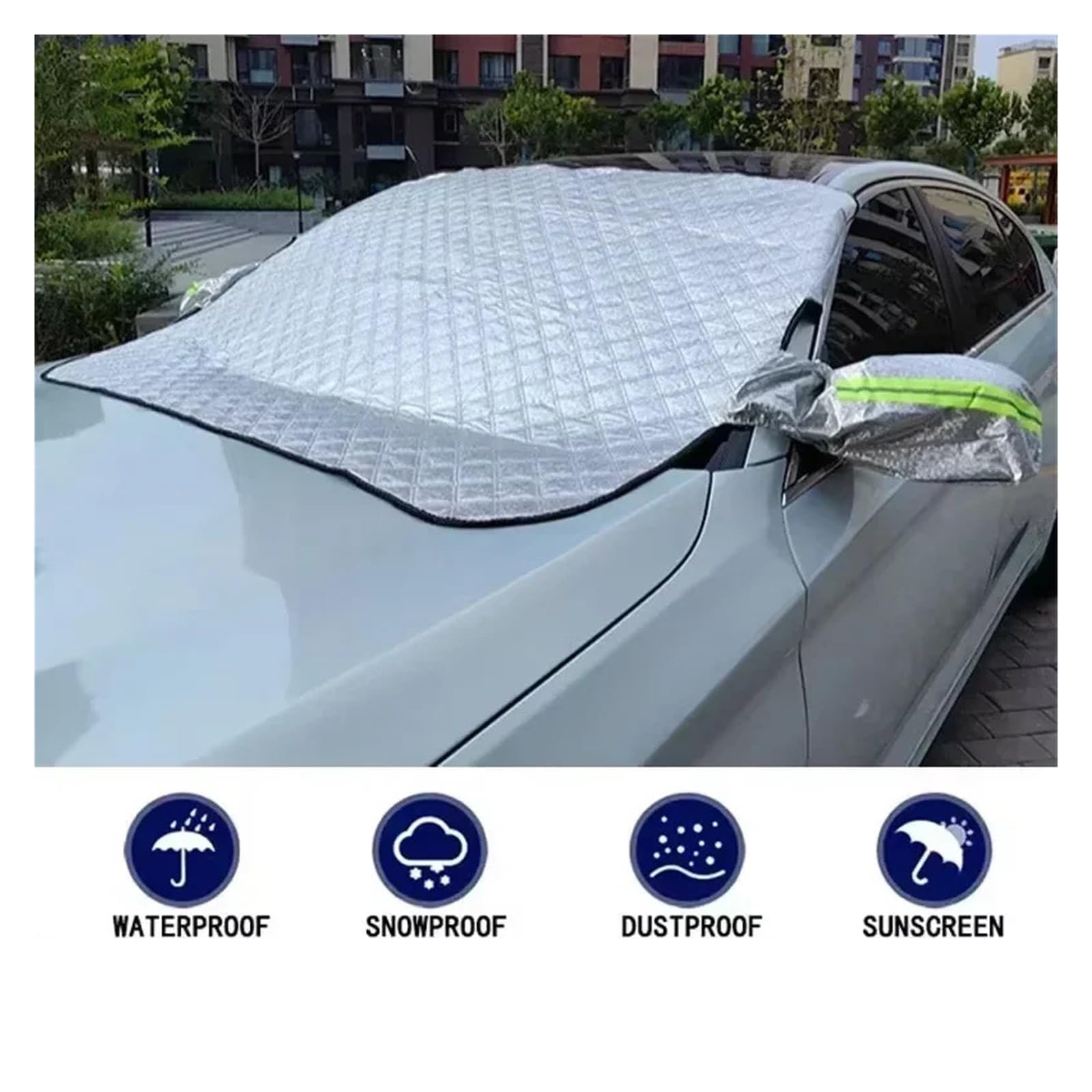 Cubierta de Parabrisas Delantero Coche Invierno, parasoles para, Protector Universal contra el Polvo y la Nieve para automóvil(4)