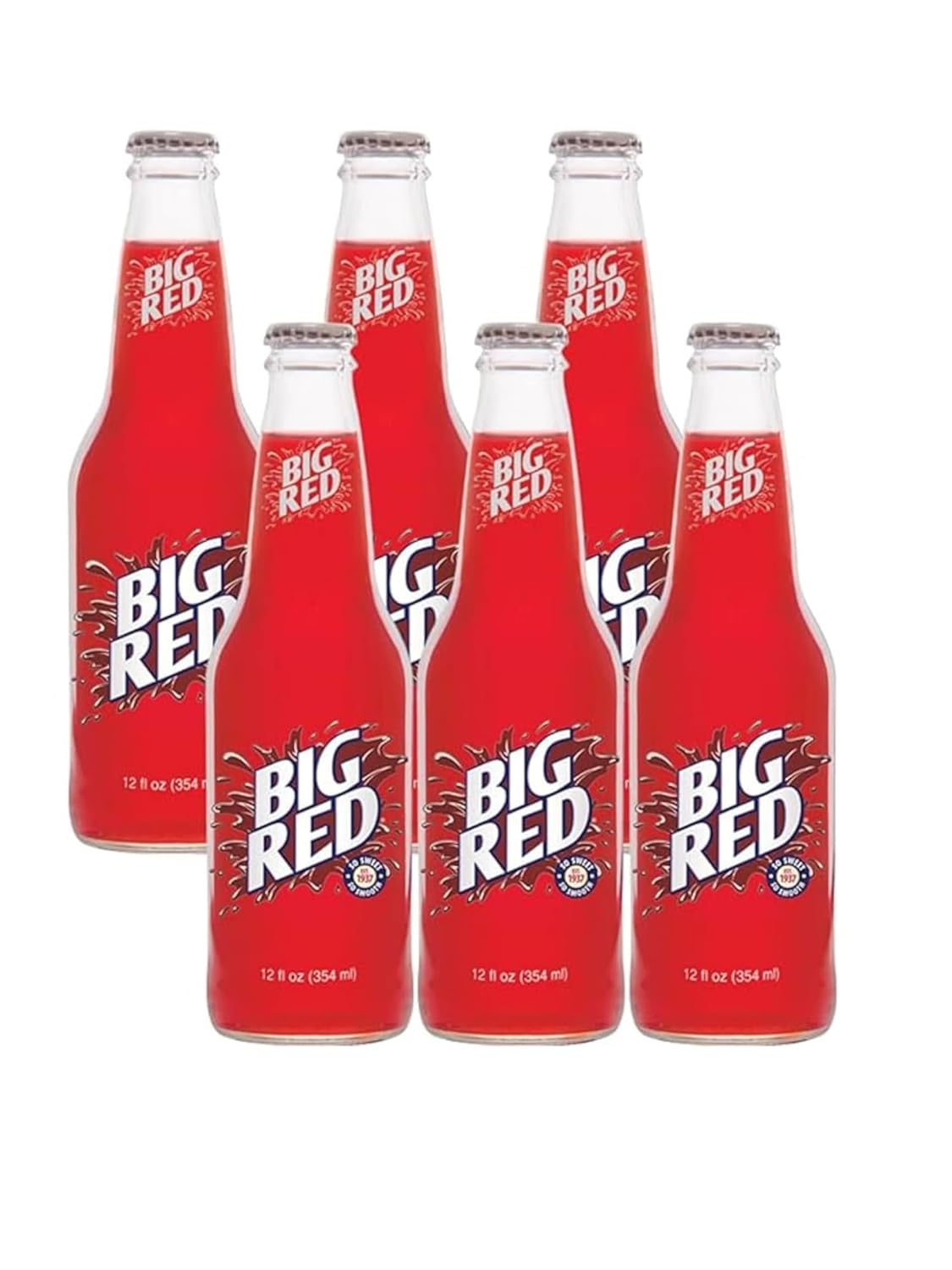 Big Red® Soda – Made with Real Sugar – 6 Pack of 12 oz Glass Bottles – Nostalgic Red Cream Soda