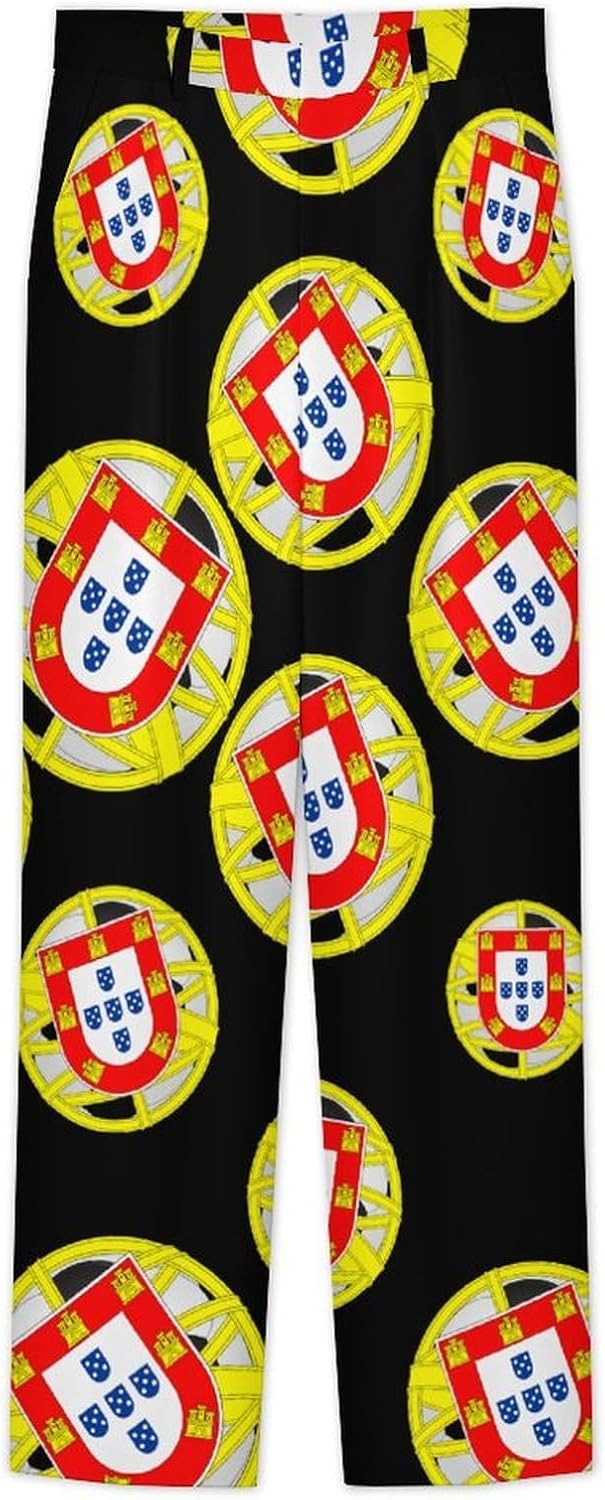 Portugal Emblem Football Men's Classic Fit Suit Pants Straight Leg Design Printed Trousers