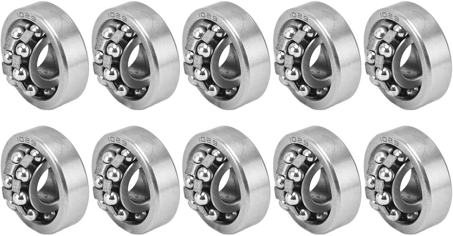 Bearings, 10PCS Ball Bearing, 1029 Steel Bearings Self Aligning 9mm Bore 26mm OD 8mm Thickness Double Row Open Type Mechanical for Roller Skates, Yo-Yos,High Load Carrying Capacity