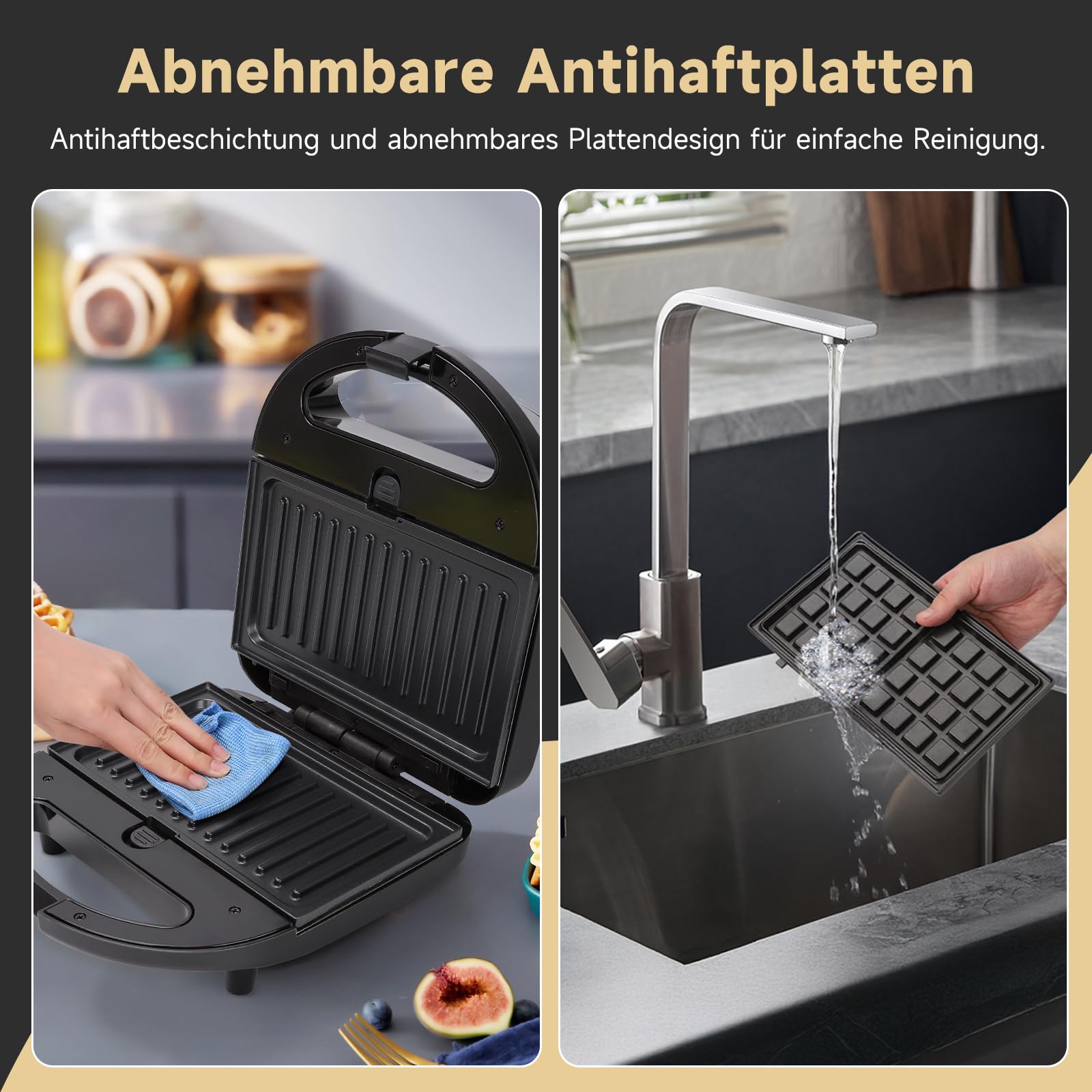 Sandwichmaker 3 in 1 750 W 30JVU Kontaktgrill Waffeleisen