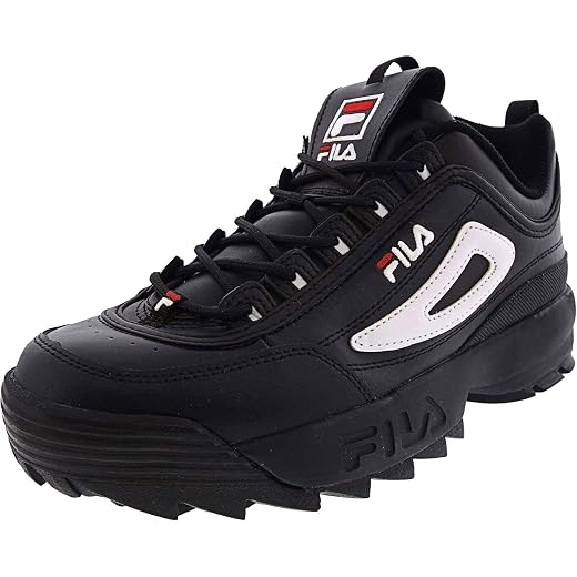 Fila Mens Disruptor II Sneaker Black/White/Red 11