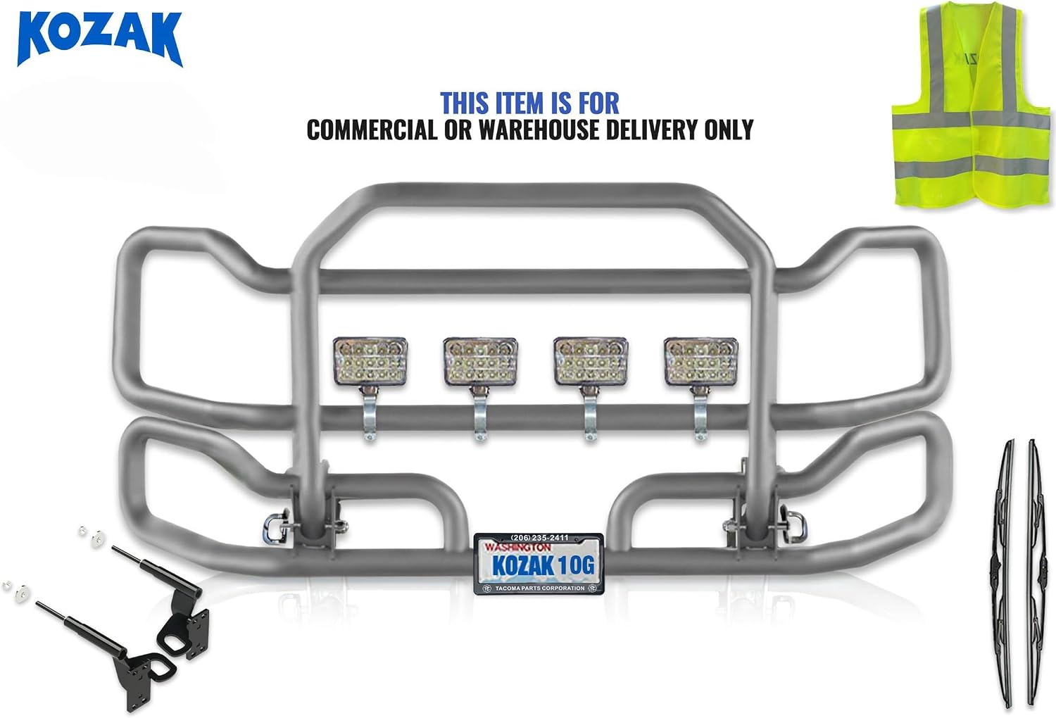Front Grille Deer Bumper Guard Large for Semi Truck Compatible with Freightliner Columbia (94"x40") + Bracket