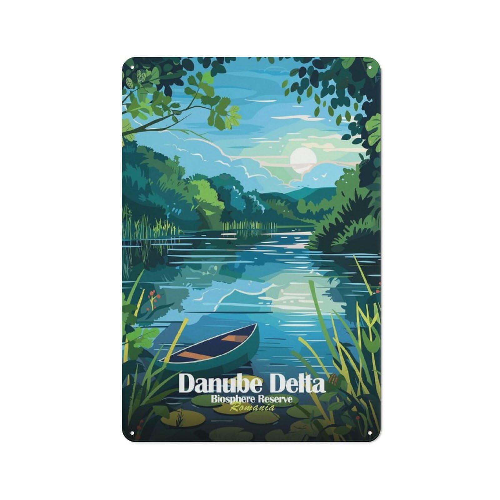 Junmoney Style-12 Danube Delta Biosphere Reserve Romania Classic Metal Wall Decor 30X20cm, Metal Wall Plaque For Hobby Room, Office, Lounge Or Living Room