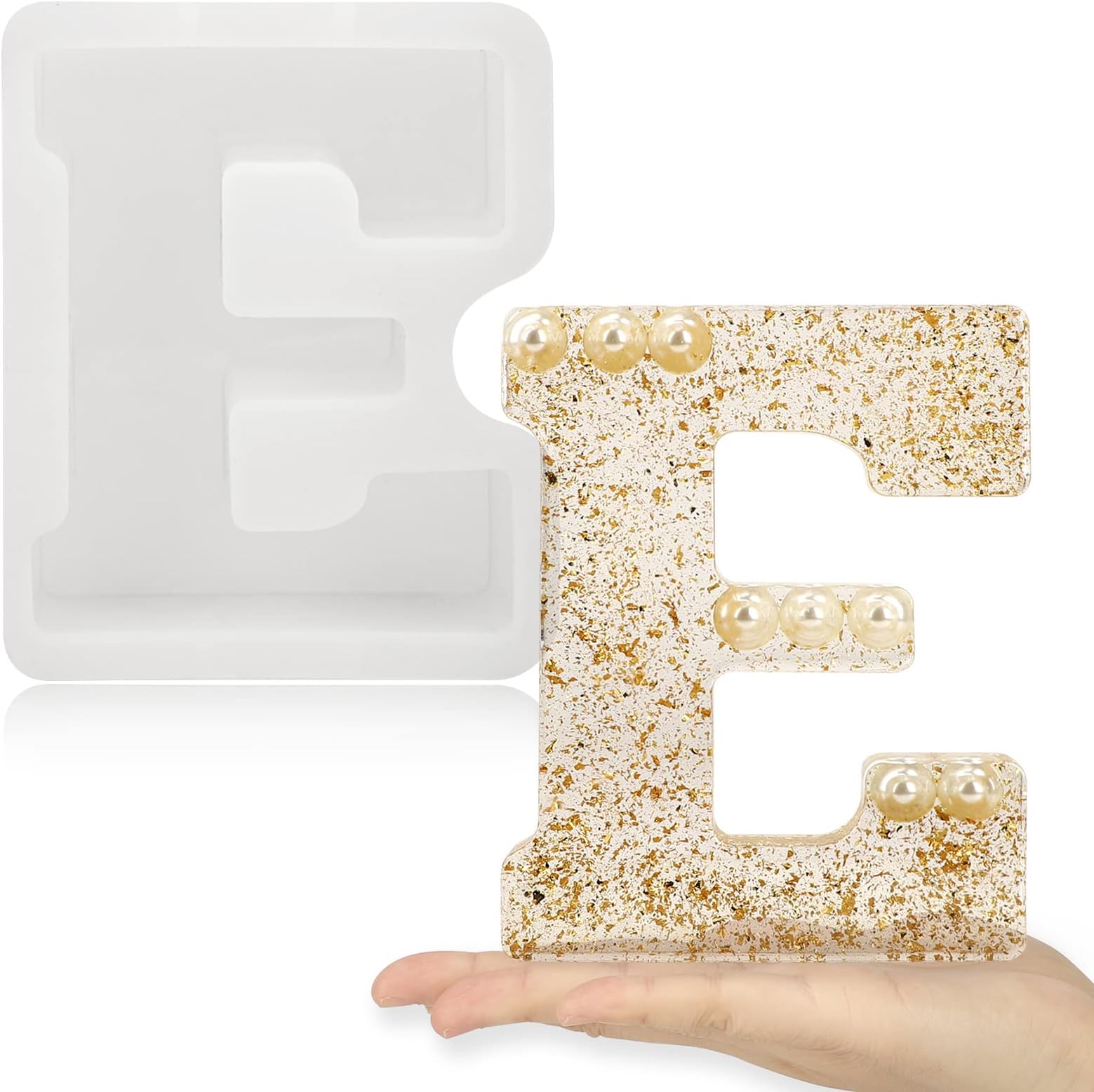 Gartful 7 Inch Large Letter Molds for Resin, 3D E Capital Alphabet Epoxy Resin Mold, A to Z Thick Resin Letter Molds for Making Letters, Word Sign Art, DIY Crafts, Making Cake, Party Home Decor