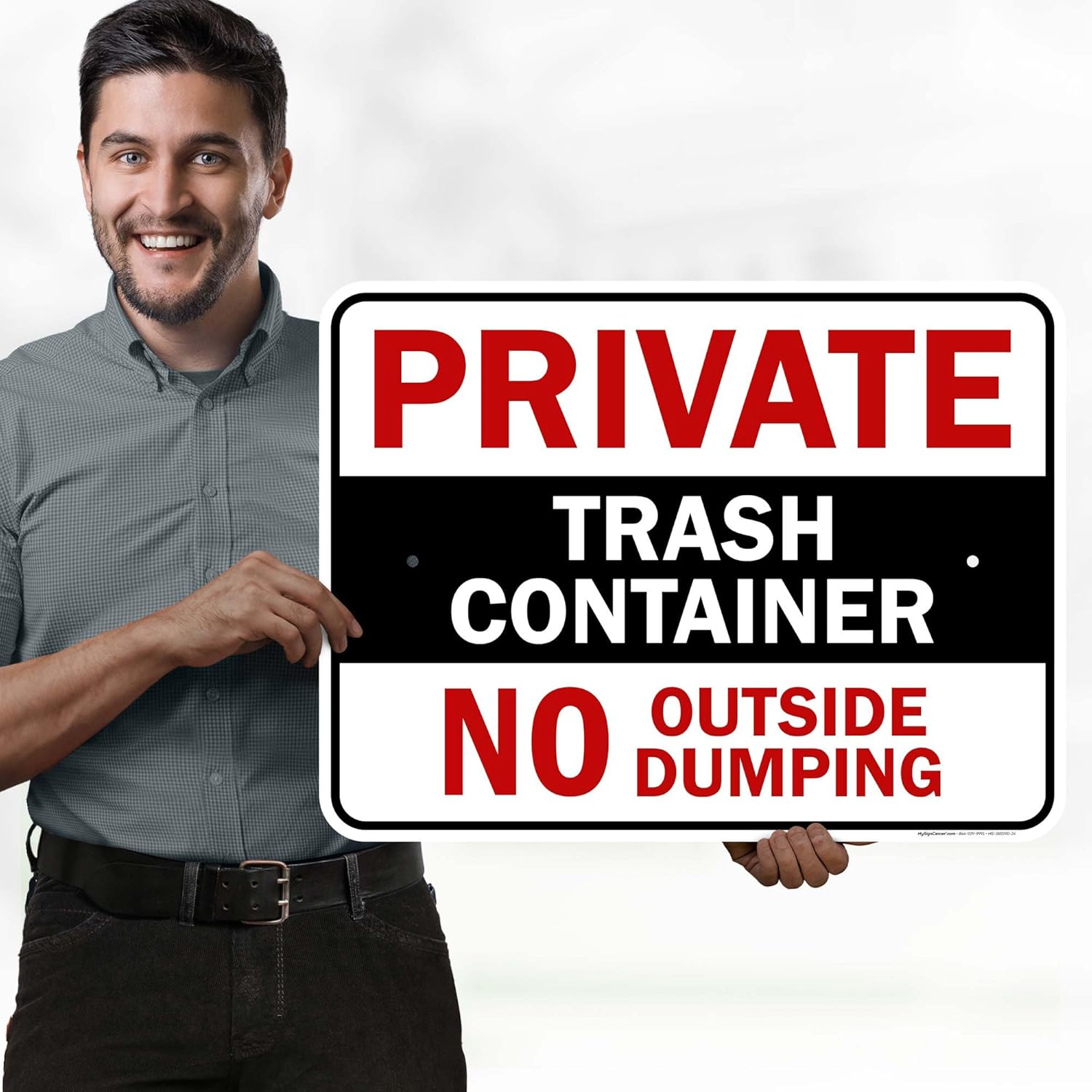 Private Trash Container No Outside Dumping Sign, 18x24 Inches, Rust Free .063 Aluminum, Fade Resistant, Made in USA by My Sign Center