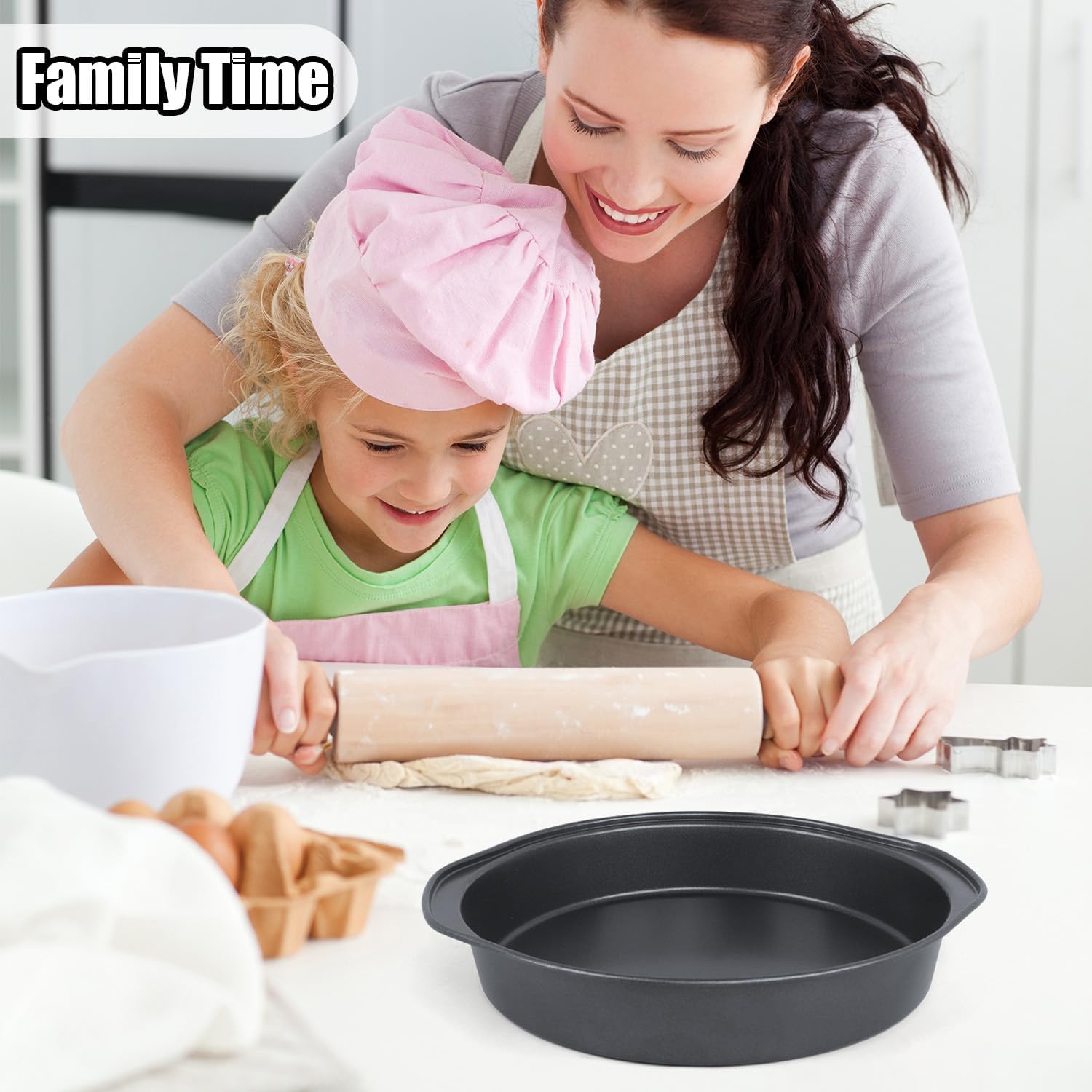 Round Cake Pans, 2 Pack 8 Inch Circle Cake Pan With Wide Handle Stainless Steel Baking Pan For Birthday Wedding Christmas, Steaming Serving
