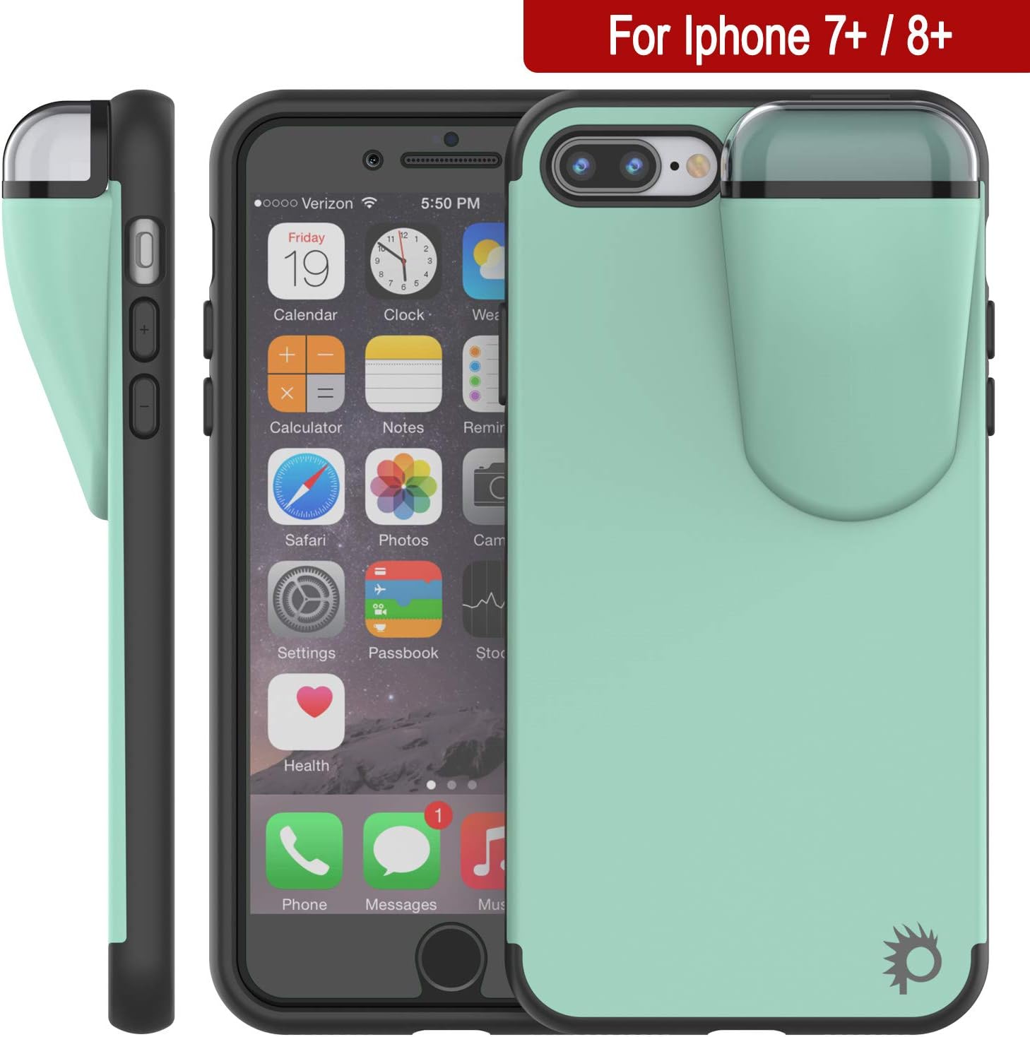 Punkcase iPhone 7 Plus Airpods Case Holder (TopPods Series) | Slim & Durable 2 in 1 Cover Designed for iPhone 7 Plus (5.5") | Protects Your Phone & Stores Your AirPods Gen. 1 & 2 [Teal]