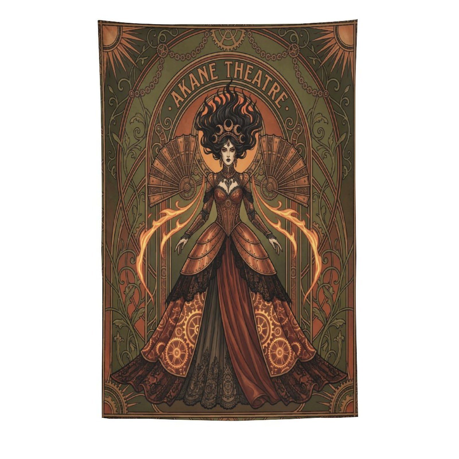 H3B8U2Y5 Art Nouveau Witch Wall Tapestry, Symbolist Art Style, Entryway