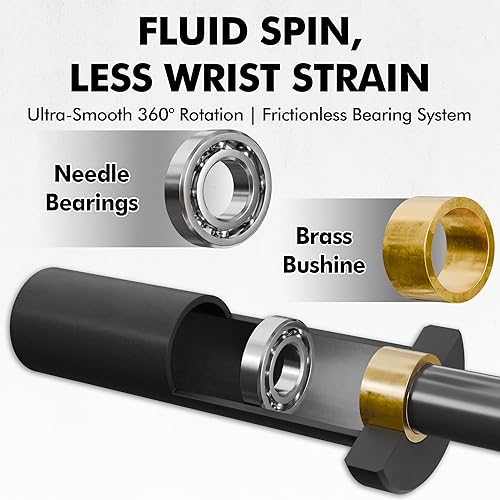 Miniatura 4 de Mikolo Barra olímpica de 44.1 lbs, barra estándar de 2 pulgadas para levantamiento de pesas, levantamiento de potencia, capacidad de peso de 1500